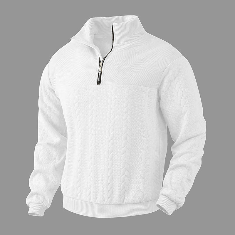 Men's Jacquard Quarter-Zip Pullover Hoodie - At Casualflowshop