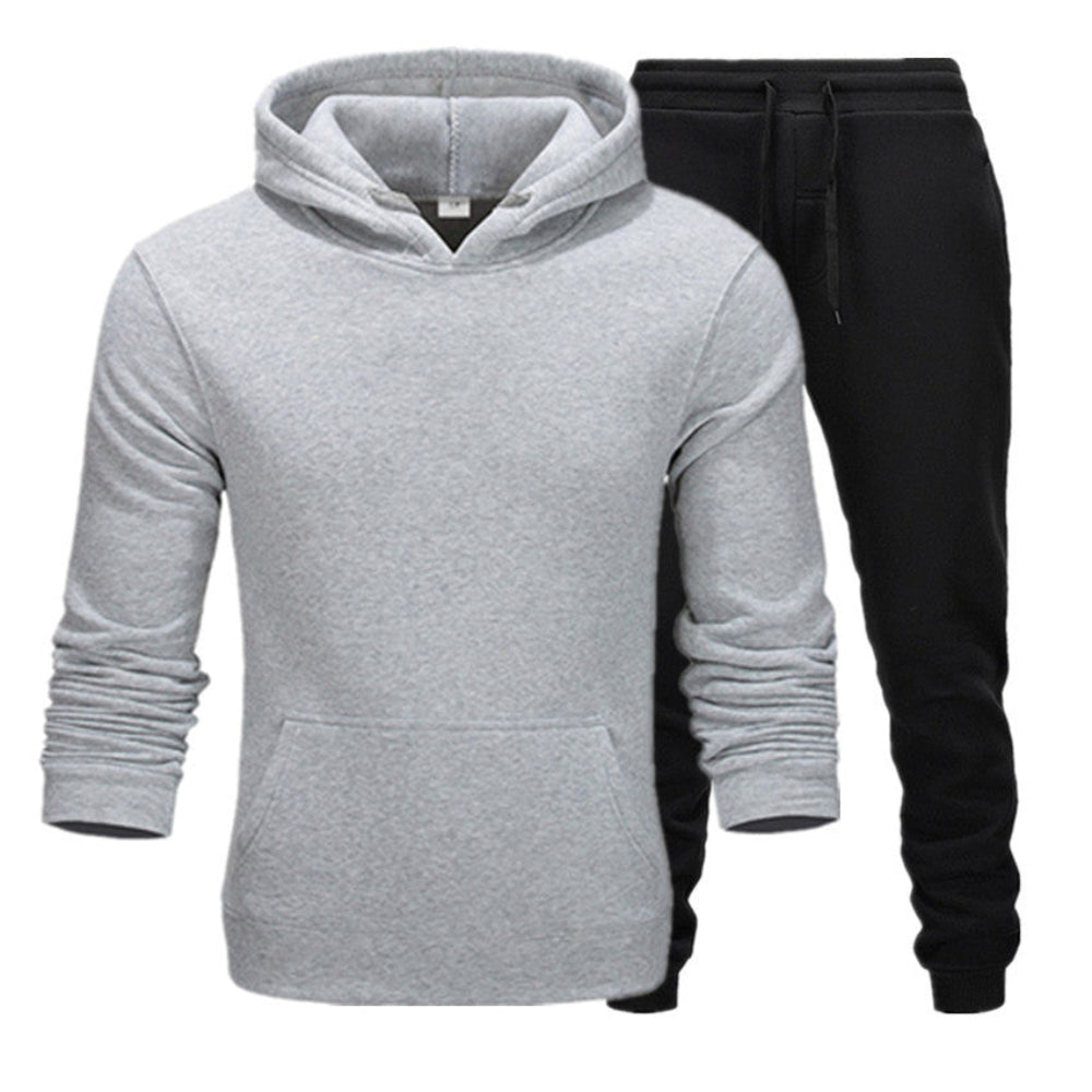 Men's Premium Streetwear Tracksuit Set Grey Black -  At Casualflowshop