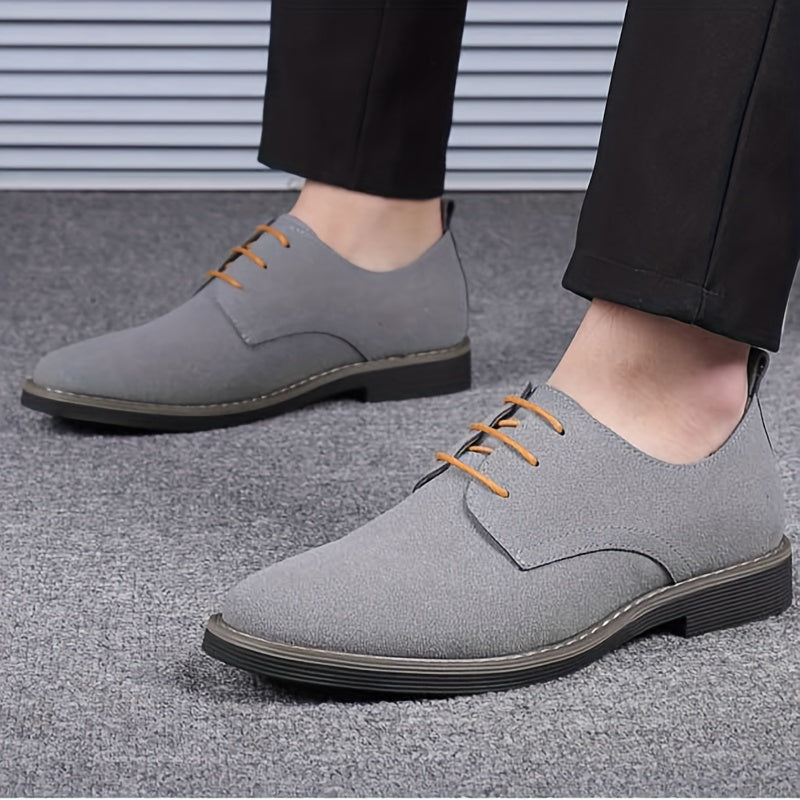 Men’s Business Dress Shoes – Faux Suede Black Lace-Up - CasualFlowshop