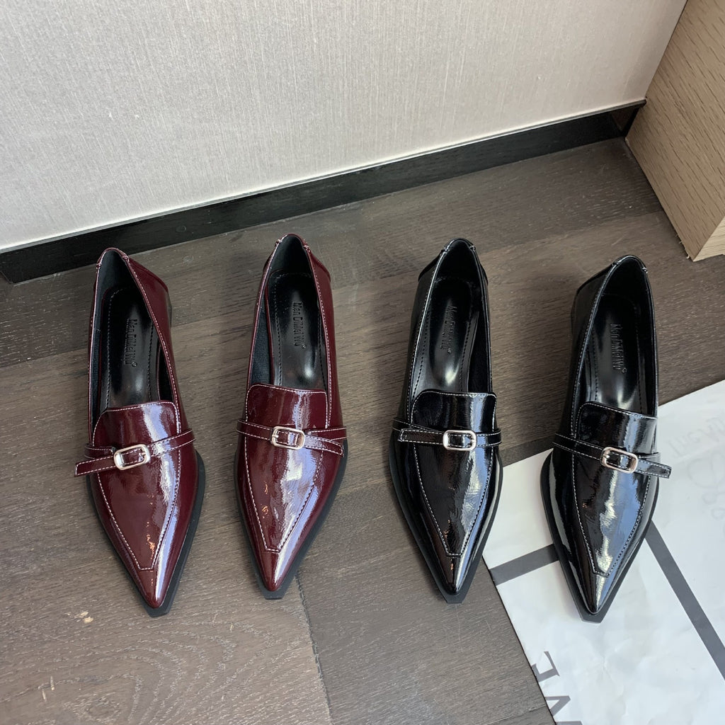 Chunky Heel Pointed Shoes - Stylish Comfort for Every Step - CasualFlowshop