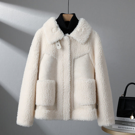 Chenille Coat Stitching Fur Coat Women - CasualFlowshop