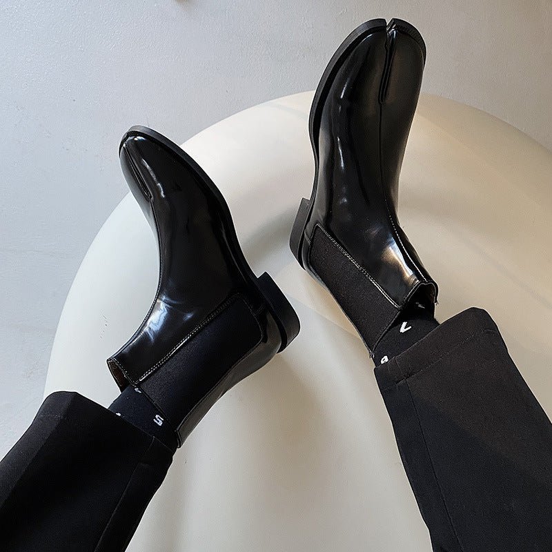 Men's And Women's Shiny Patent Leather Split Toe Shoes - CasualFlowshop
