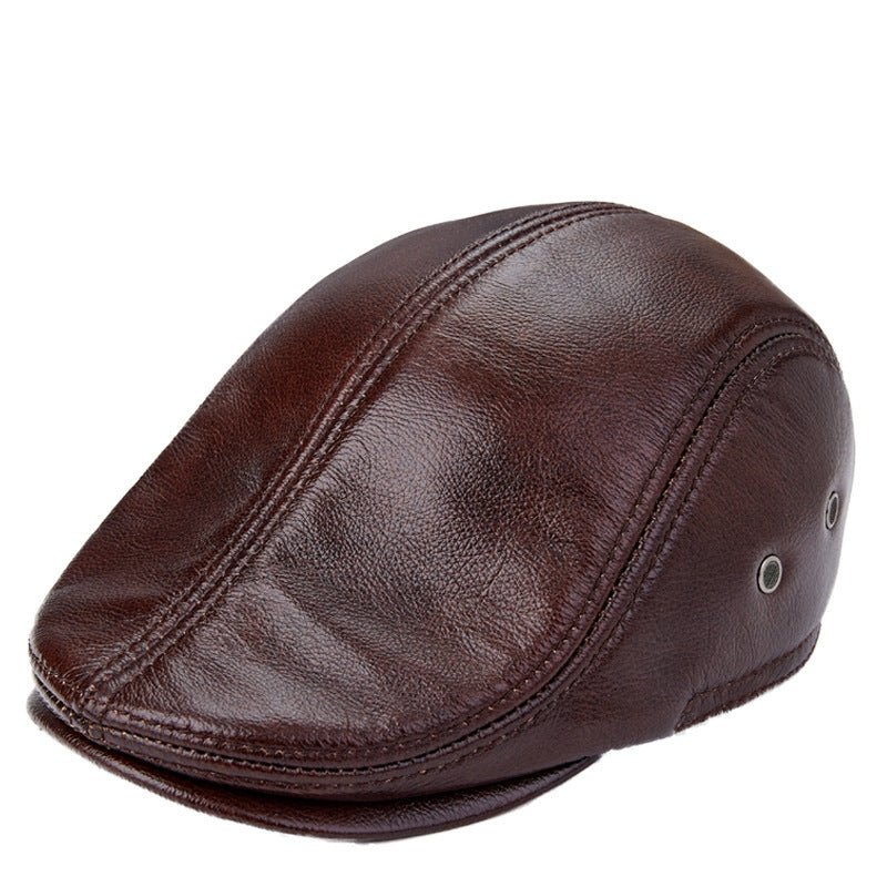 Men's Leather Beret Cap – Genuine First Layer Leather, Sizes L - 2XL - CasualFlowshop