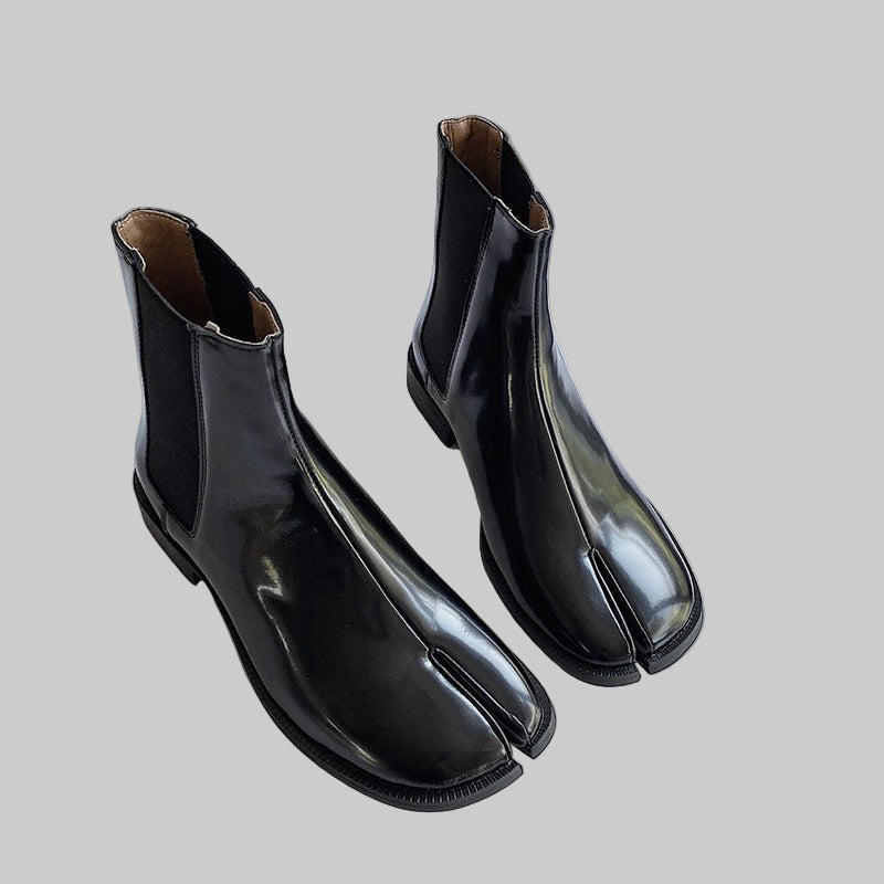 Men's And Women's Shiny Patent Leather Split Toe Shoes - CasualFlowshop