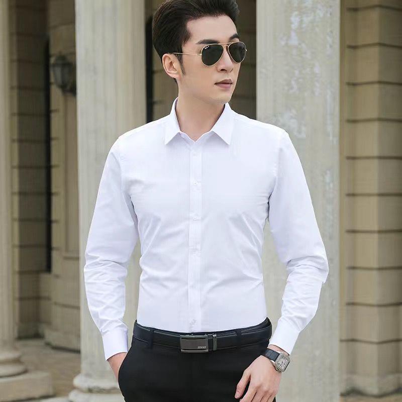 Slim Fit Men’s Dress Shirt – Long Sleeve White Formal & Casual Wear - CasualFlowshop