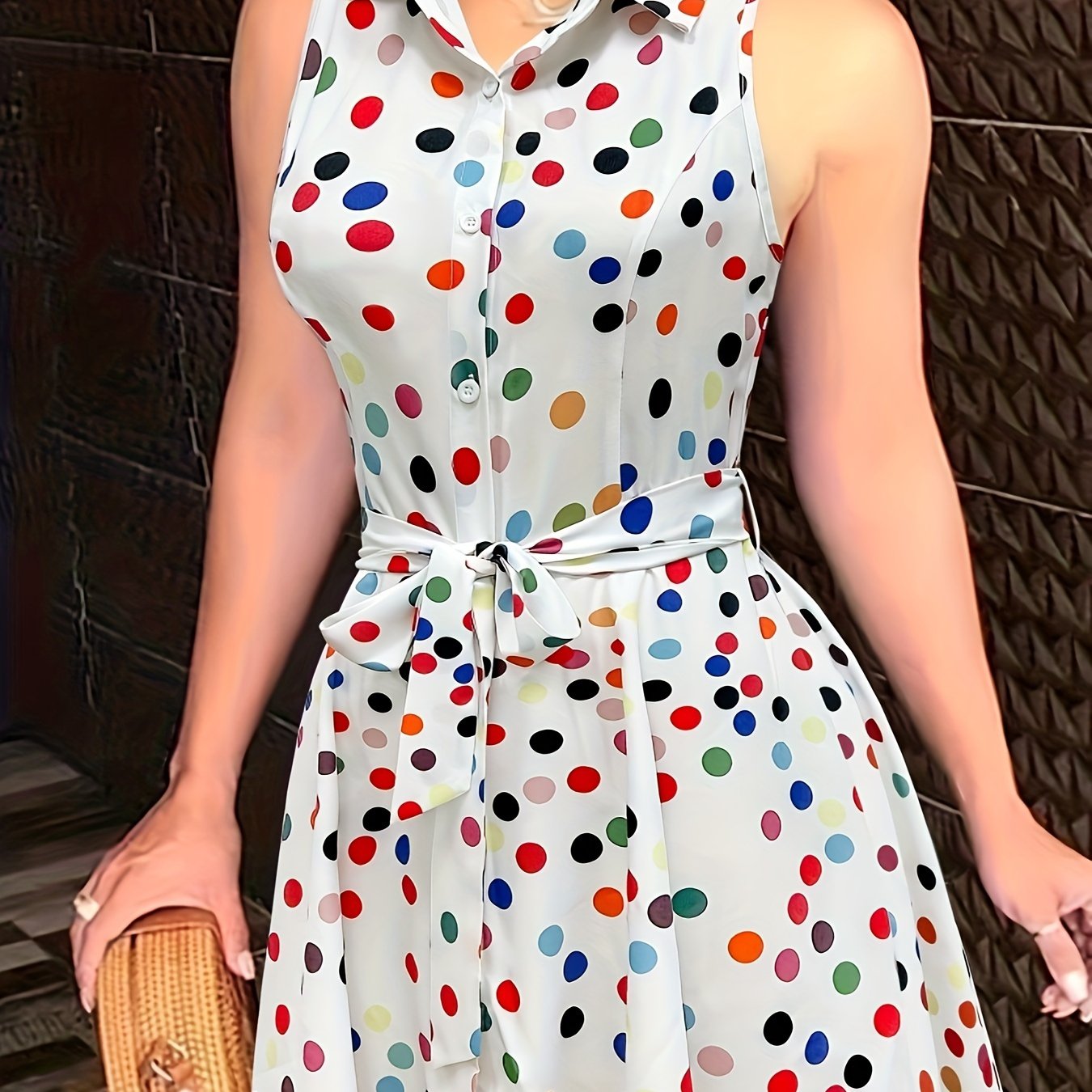 Stylish Abstract Sleeveless Dress with Tie-waist - Chic Semi-Sheer Summer Fashion for Women - CasualFlowshop