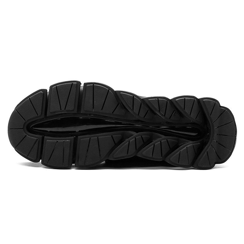Men’s black high-top non-slip blade sole work sneakers with cushioned lattice outsole