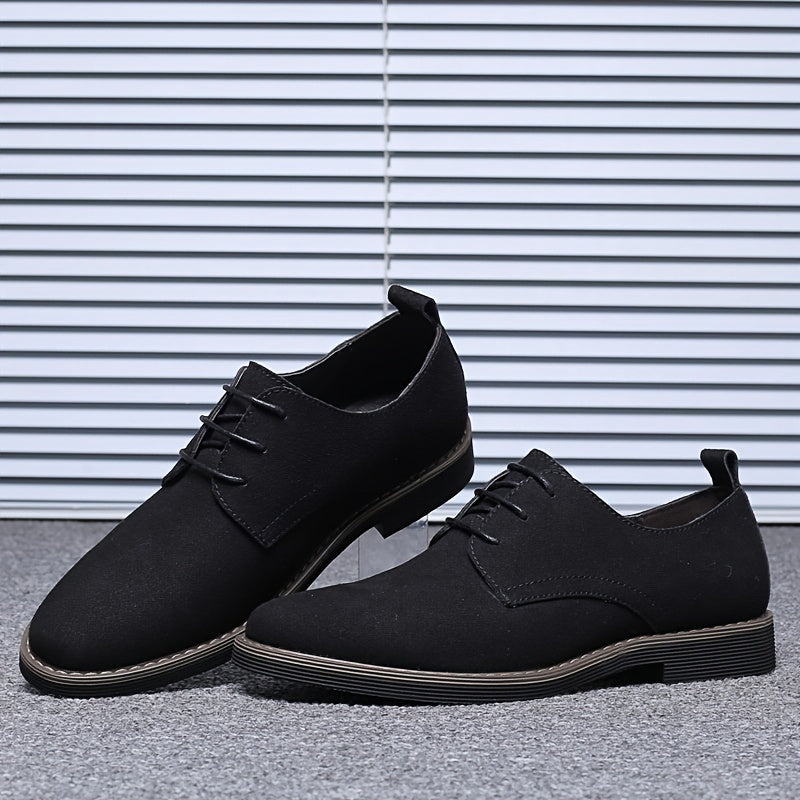 Men’s Business Dress Shoes – Faux Suede Black Lace-Up - CasualFlowshop