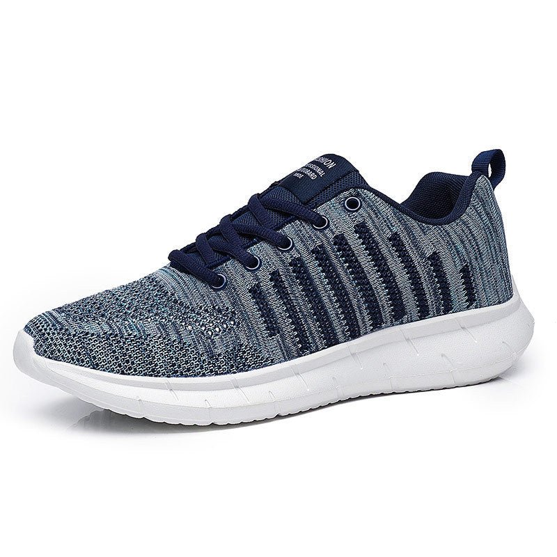 Navy and gray sneaker on a white background