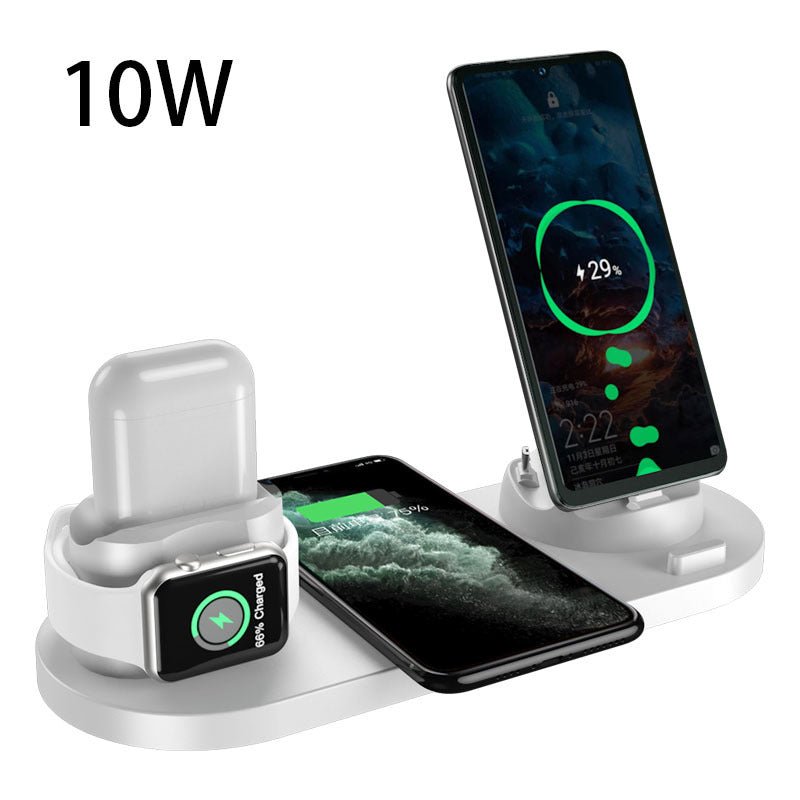 Wireless Charger Station charging multiple devices including iPhone, phone, and watch simultaneously - casualflowshop