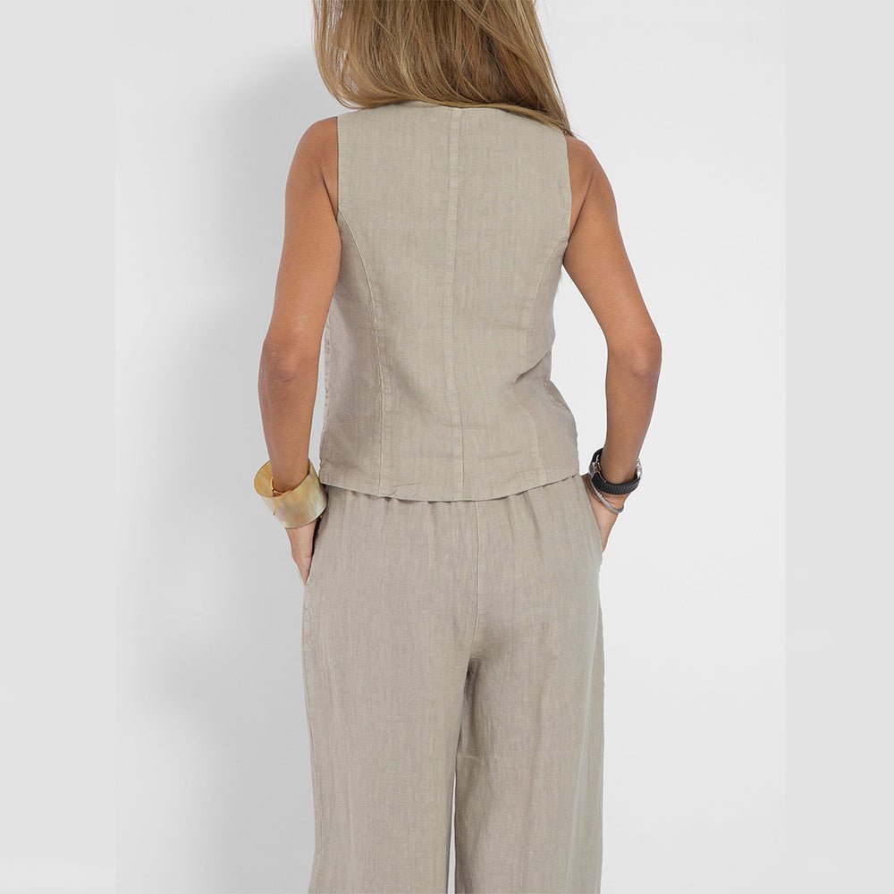 Summer V - Neck Vest and Loose Trousers Set for Women - CasualFlowshop