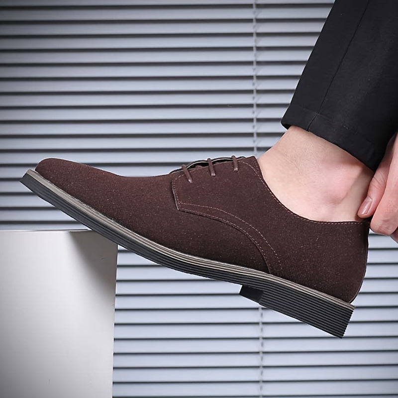 Men’s Business Dress Shoes – Faux Suede Black Lace-Up - CasualFlowshop