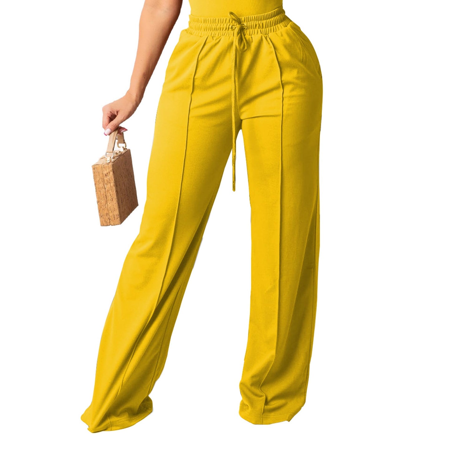 High Waisted Wide Leg Pants – Elastic Waist Lounge Style - CasualFlowshop