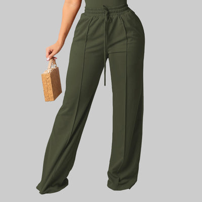 High Waisted Wide Leg Pants – Elastic Waist Lounge Style