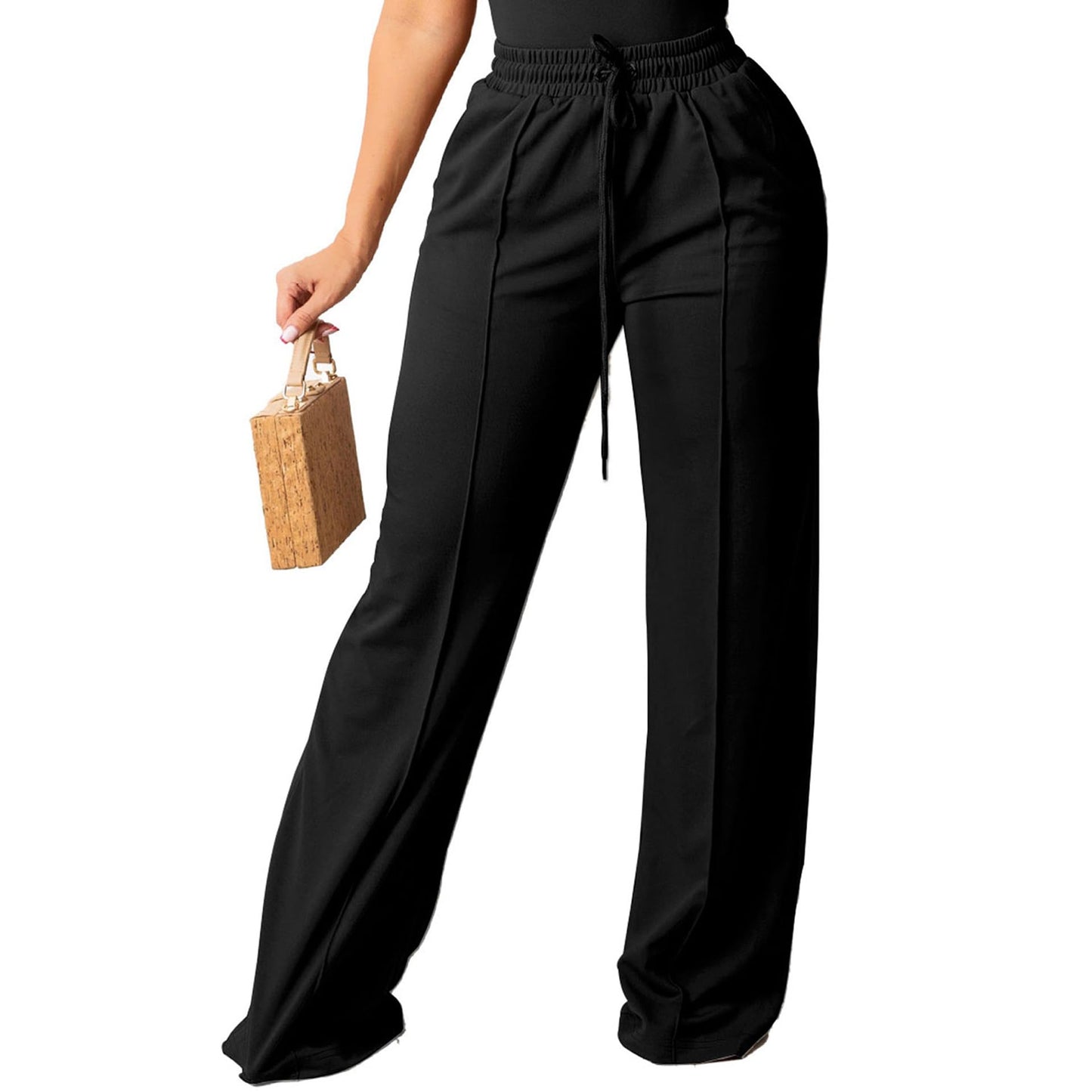 High Waisted Wide Leg Pants – Elastic Waist Lounge Style - CasualFlowshop