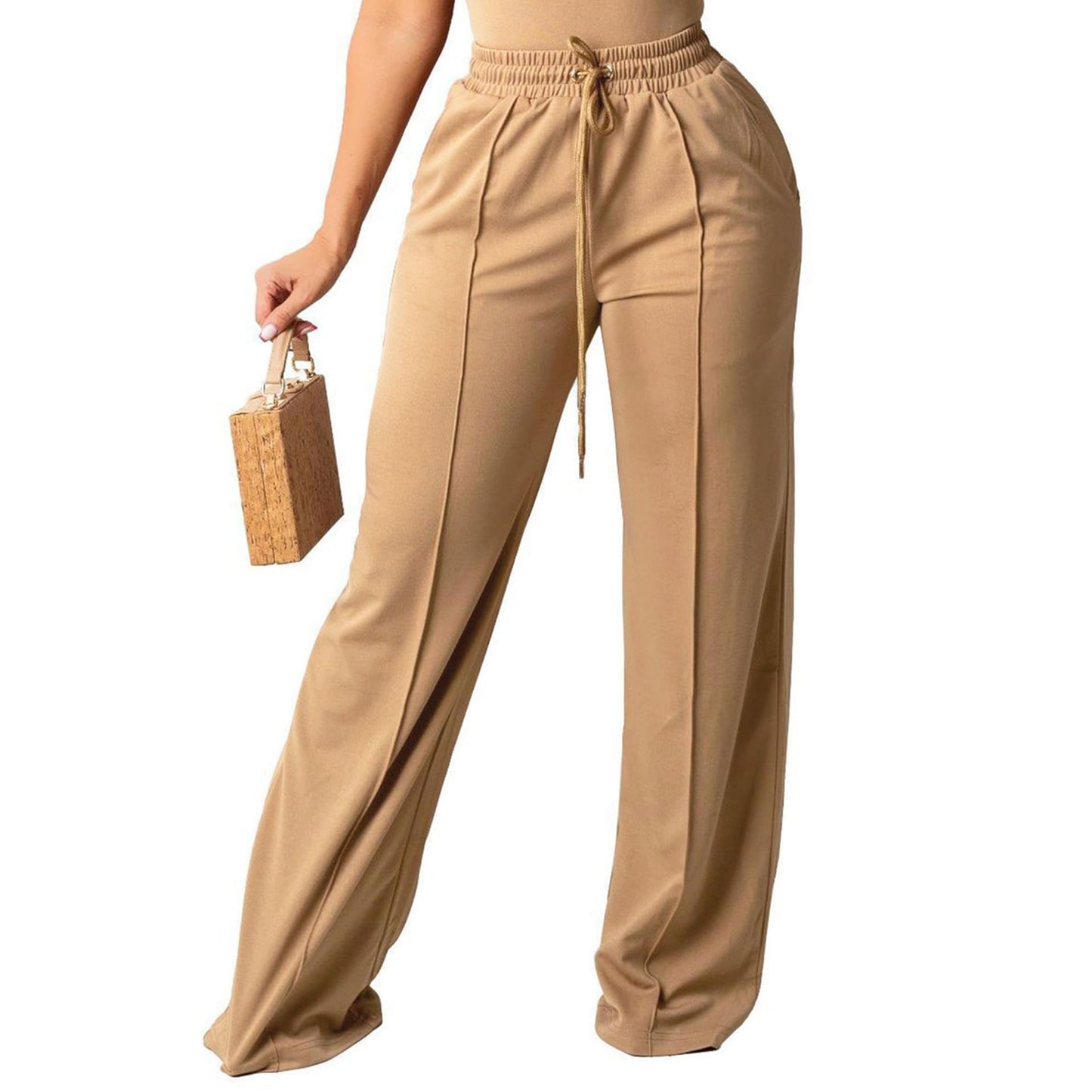 High Waisted Wide Leg Pants – Elastic Waist Lounge Style - CasualFlowshop