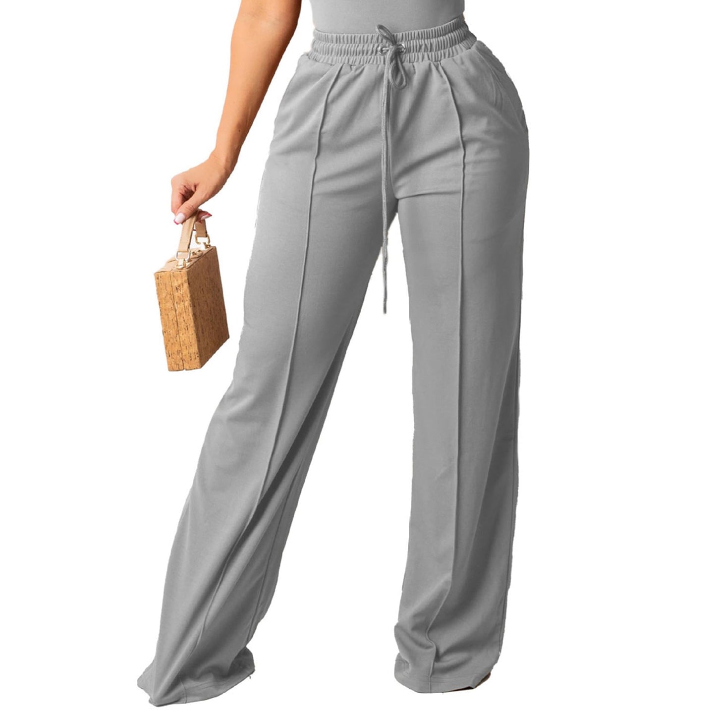 High Waisted Wide Leg Pants – Elastic Waist Lounge Style - CasualFlowshop