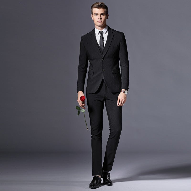 Classic Men's Wedding Suit - Premium Formal Black Tuxedo for Grooms & Special Occasions - CasualFlowshop