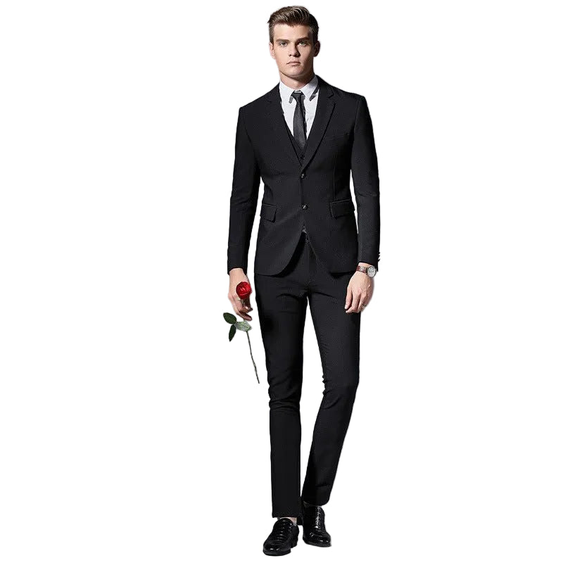 Classic Men's Wedding Suit - Premium Formal Black Tuxedo for Grooms & Special Occasions - CasualFlowshop