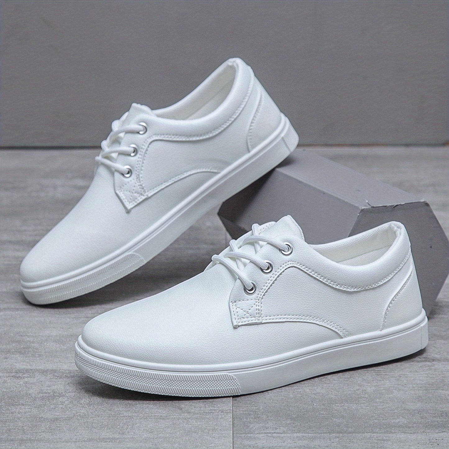 Men's PU Leather Skate Shoes with Cushioned Insole and Grippy PVC Outsole - CasualFlowshop