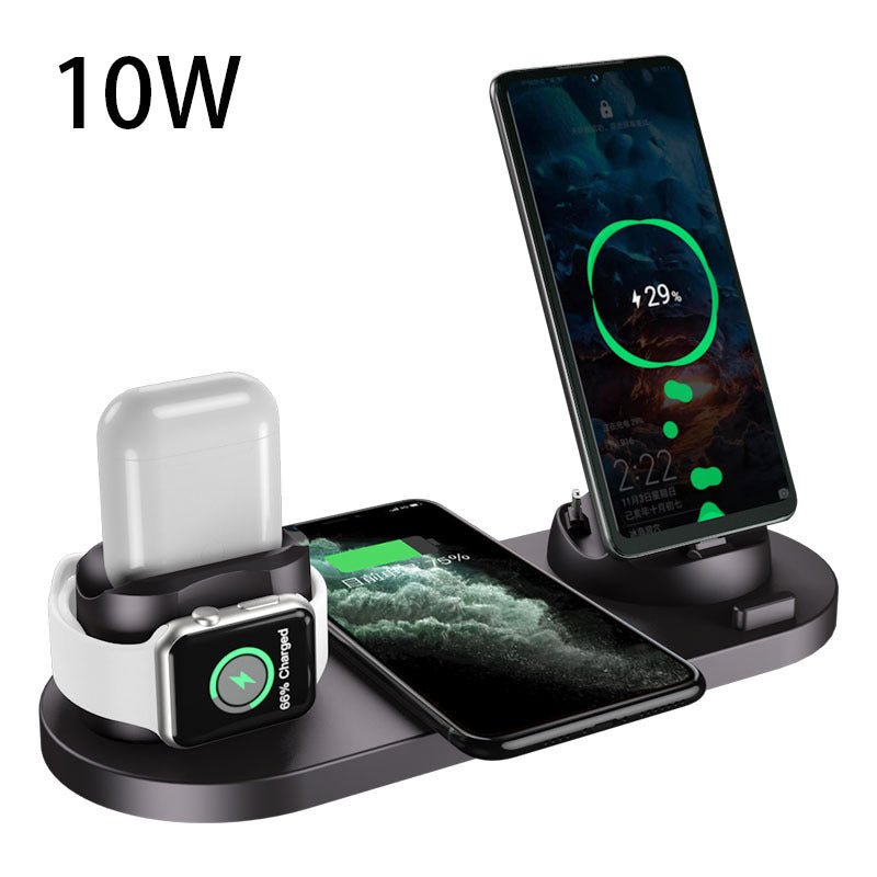 Wireless Charger Station charging multiple devices including iPhone, phone, and watch simultaneously - casualflowshop