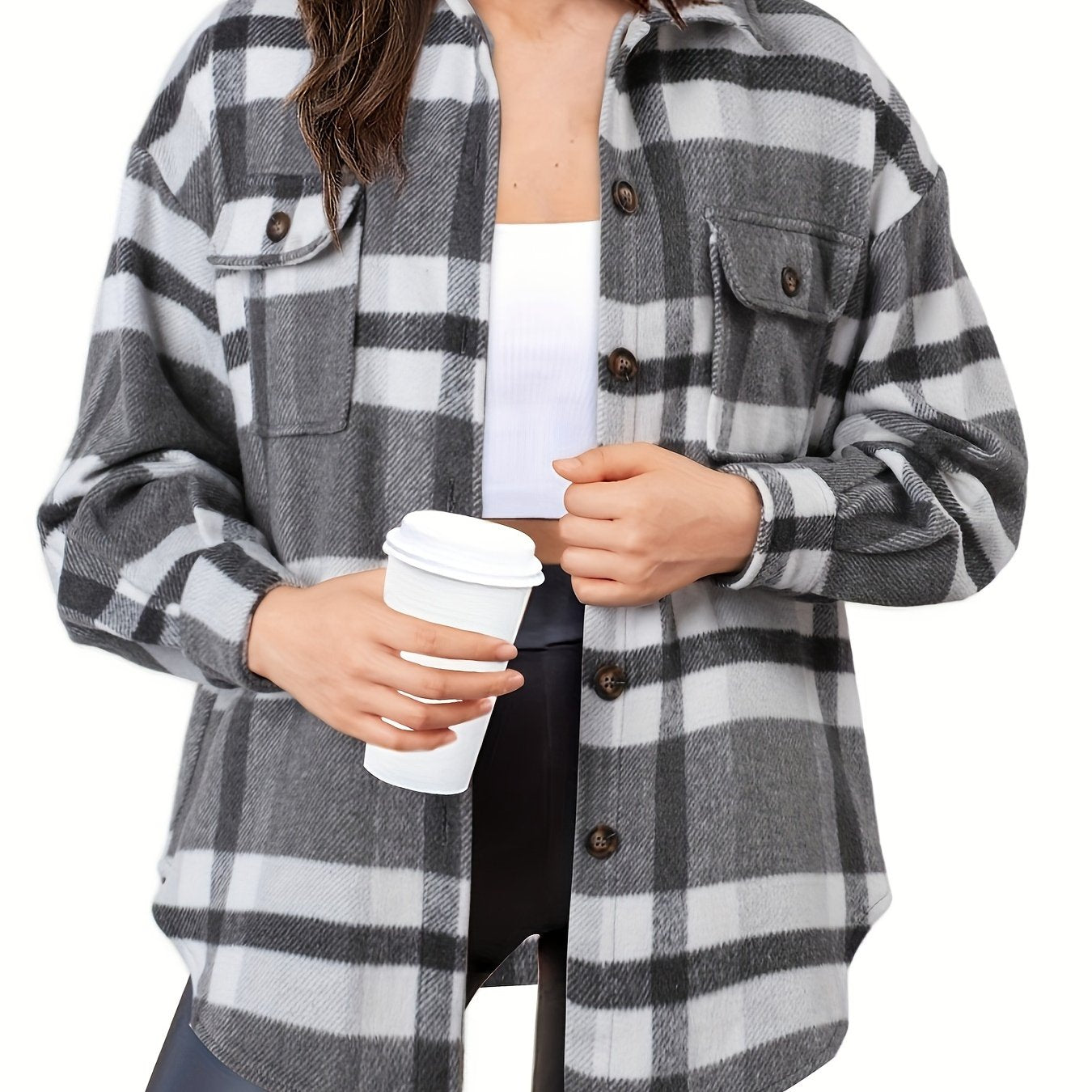 Elegant women's slim wool plaid coat with a chic, tailored fit, perfect for staying warm and stylish.