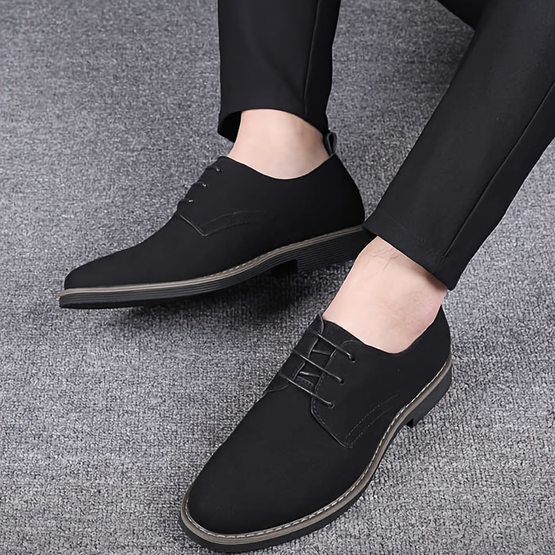 Men’s Business Dress Shoes – Faux Suede Black Lace-Up - CasualFlowshop