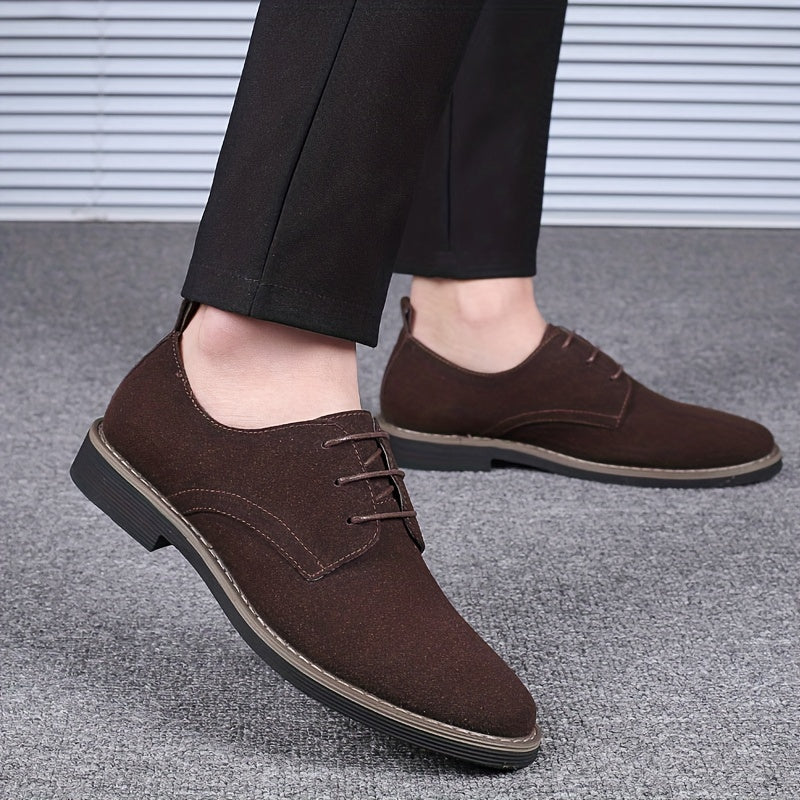 Men’s Business Dress Shoes – Faux Suede Black Lace-Up - CasualFlowshop