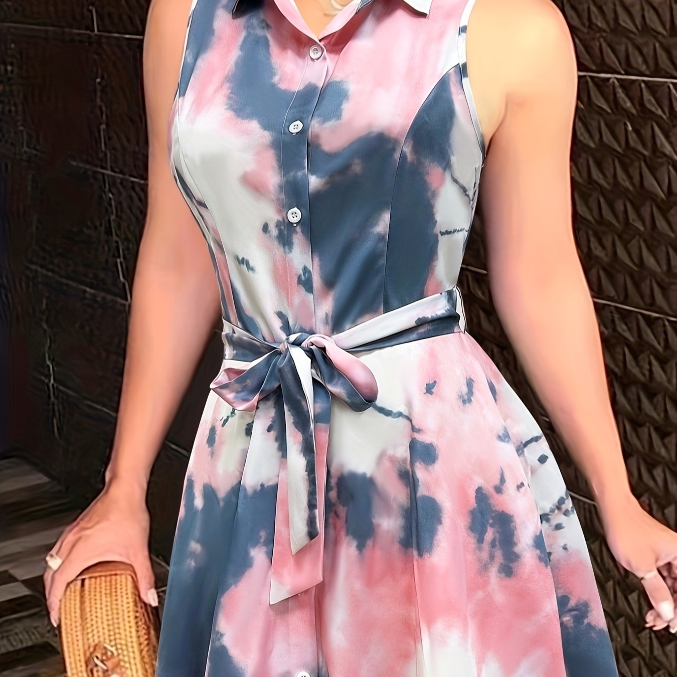 Stylish Abstract Sleeveless Dress with Tie-waist - Chic Semi-Sheer Summer Fashion for Women - CasualFlowshop