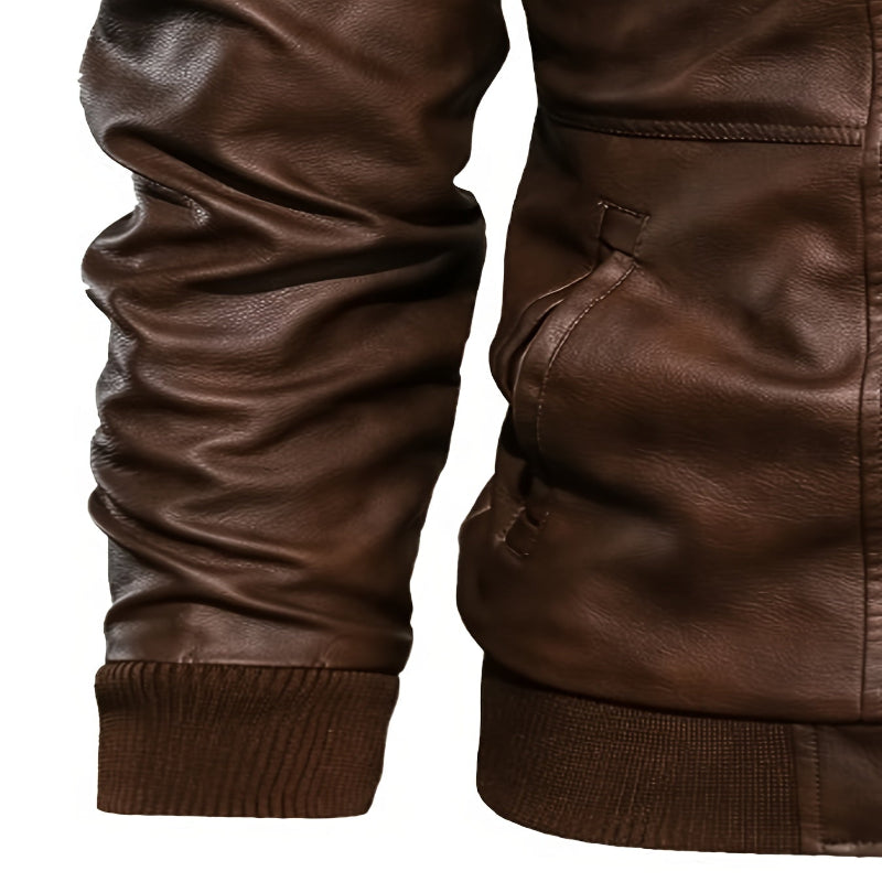 Maplesteed leather jacket lifestyle shot – rider wearing CE-approved gear