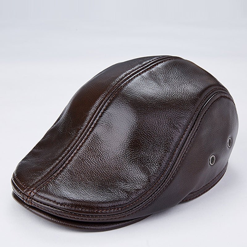 Men's Leather Beret Cap – Genuine First Layer Leather, Sizes L - 2XL - CasualFlowshop