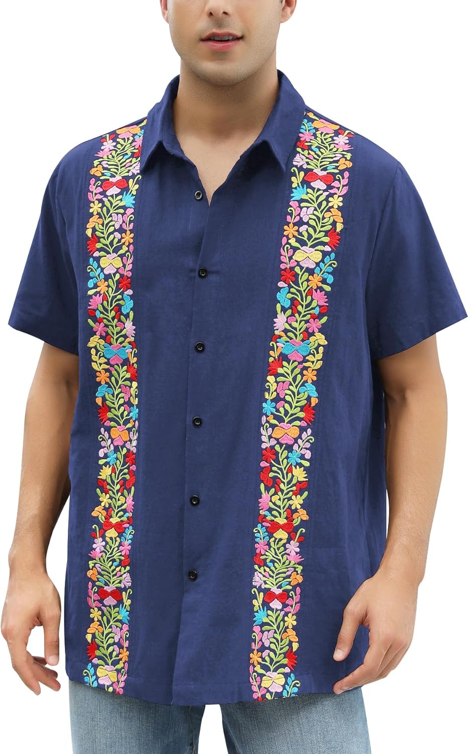 Men’s Black & Gold Guayabera Shirt – Traditional Mexican Elegance - CasualFlowshop