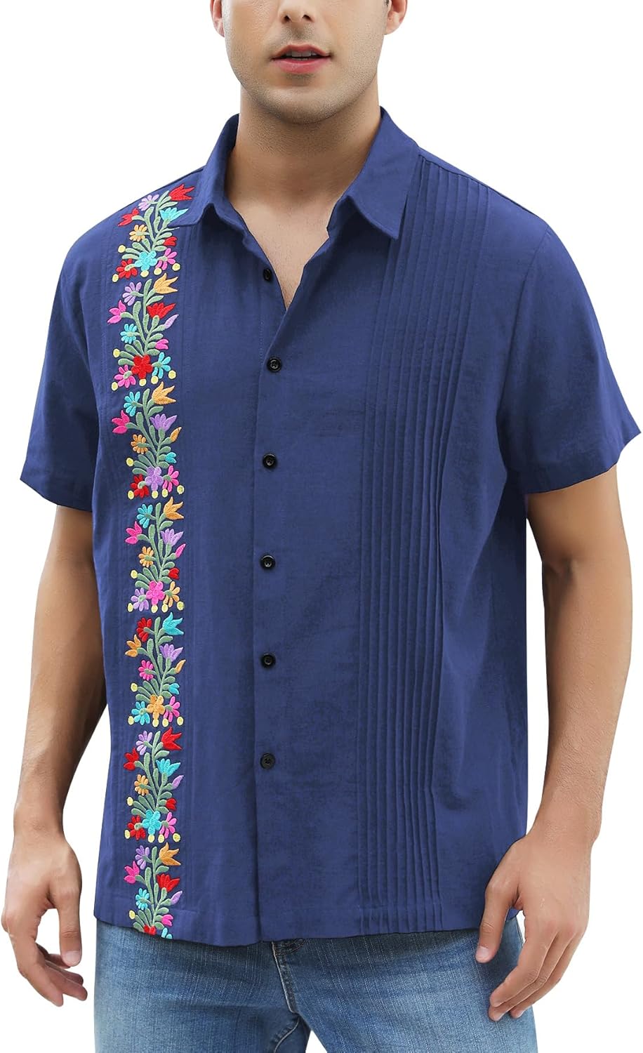 Men’s Black & Gold Guayabera Shirt – Traditional Mexican Elegance - CasualFlowshop
