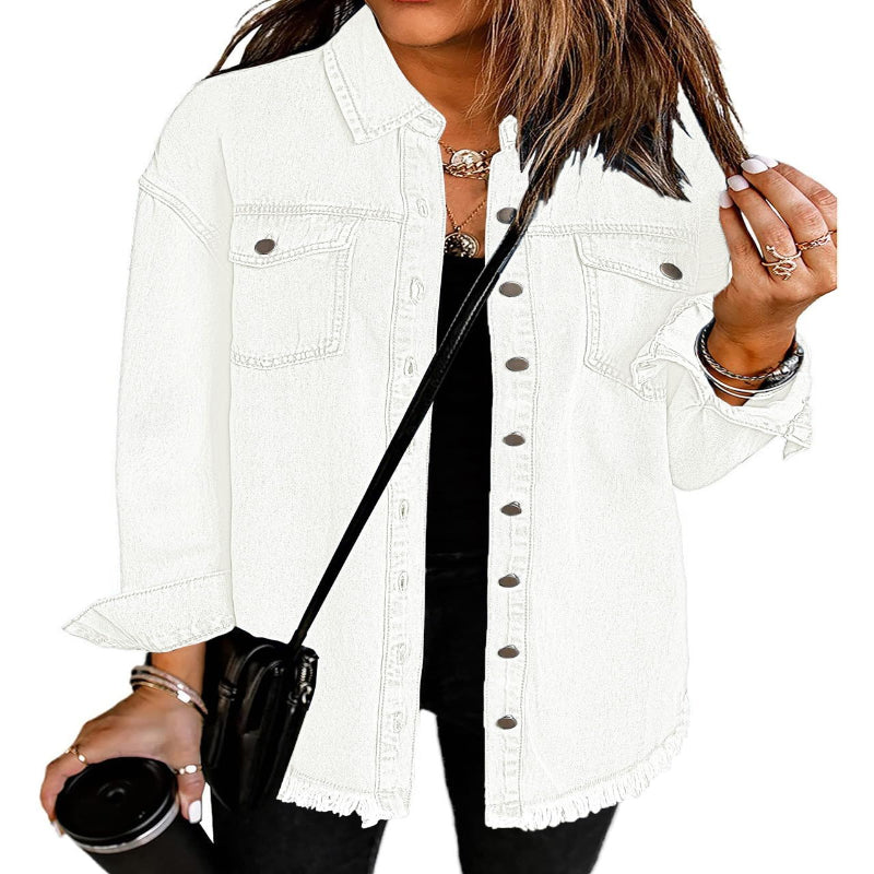 Women’s Casual Oversized Denim Shacket with Pockets – Fast Delivery - CasualFlowshop