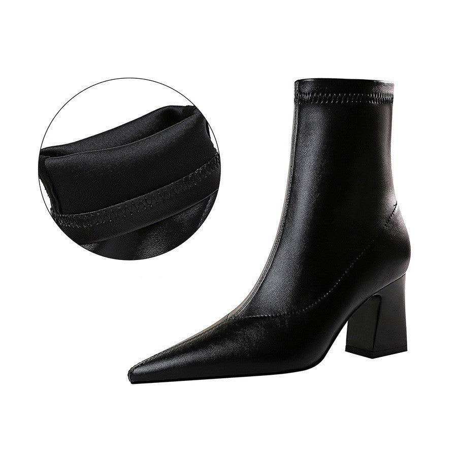 City Lift platform ankle boots
 for women with 7 cm heel and PU leather finish – black