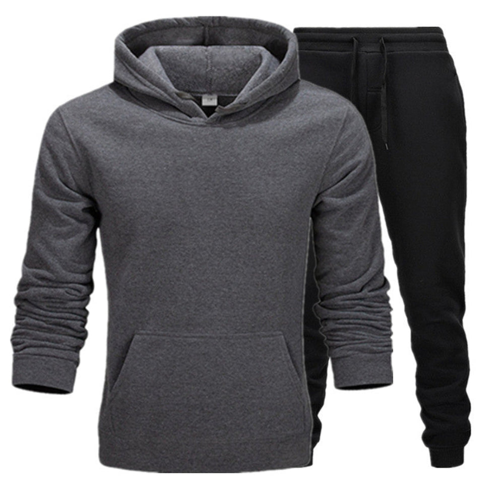 Men's Premium Streetwear Tracksuit Set Dark Gray Black -  At Casualflowshop