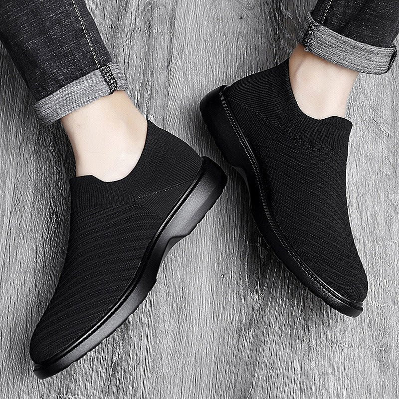 Men’s Black Mesh Slip - On Shoes – Breathable & Casual - CasualFlowshop