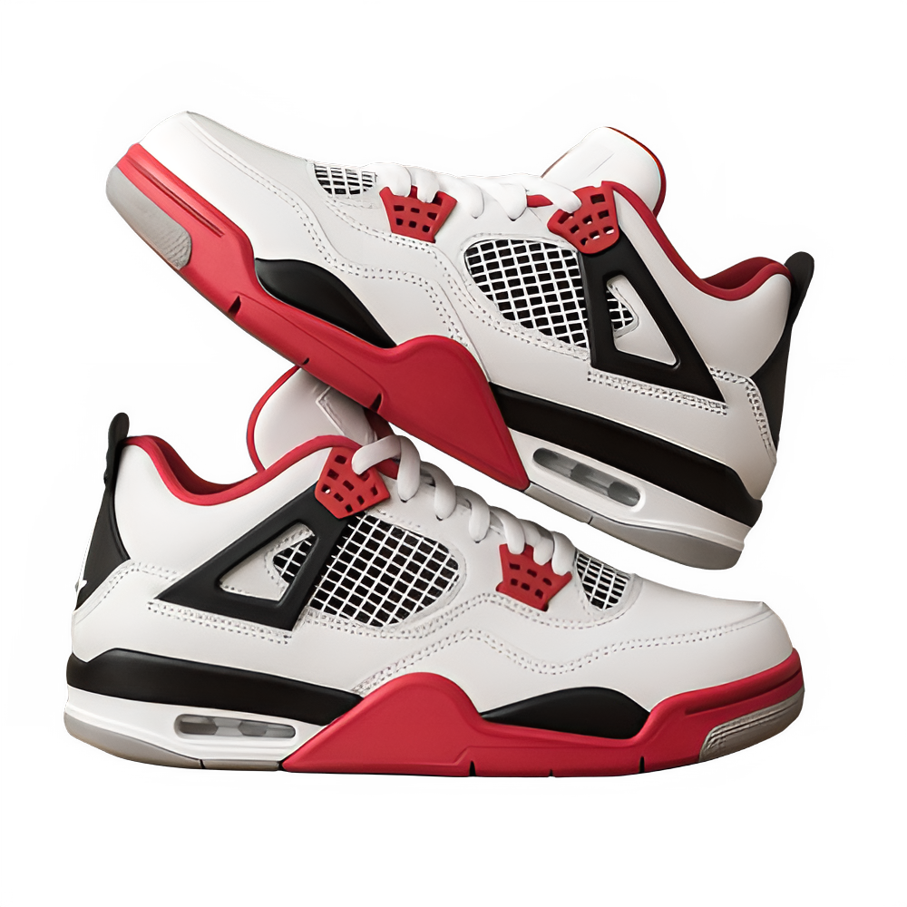 Unisex Air Max Retro Sneakers White  red and black accents 