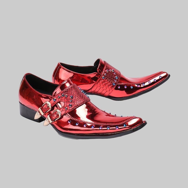 Men’s Wine Red Patent Leather Shoes – Statement Style