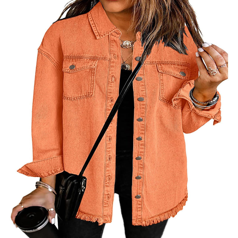 Women’s Casual Oversized Denim Shacket with Pockets – Fast Delivery - CasualFlowshop
