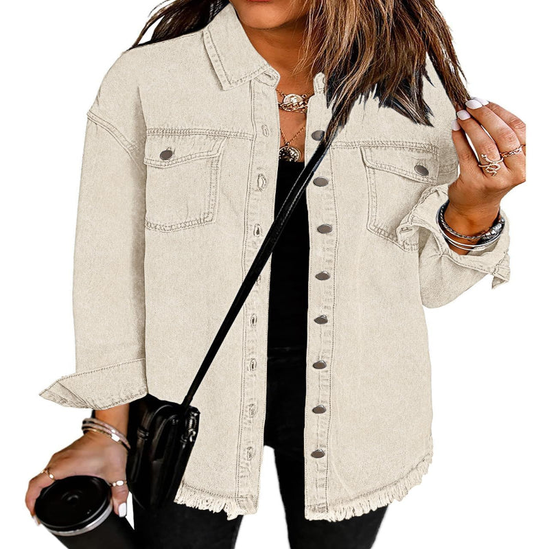 Women’s Casual Oversized Denim Shacket with Pockets – Fast Delivery - CasualFlowshop
