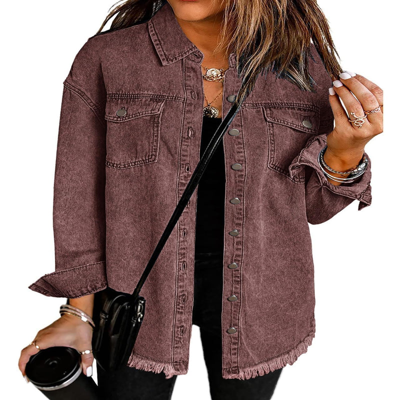 Women’s Casual Oversized Denim Shacket with Pockets – Fast Delivery - CasualFlowshop