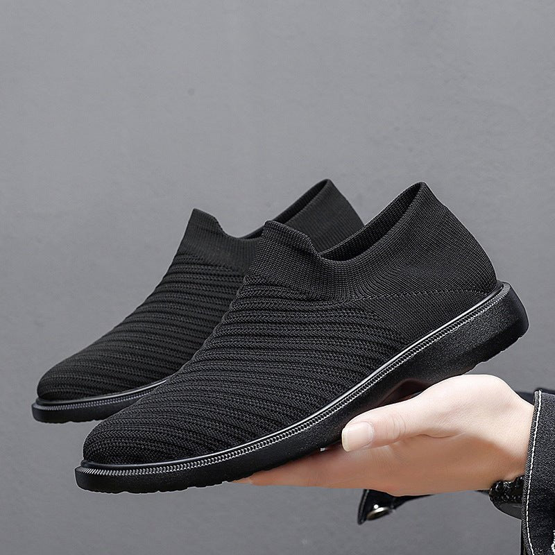 Men’s Black Mesh Slip - On Shoes – Breathable & Casual - CasualFlowshop