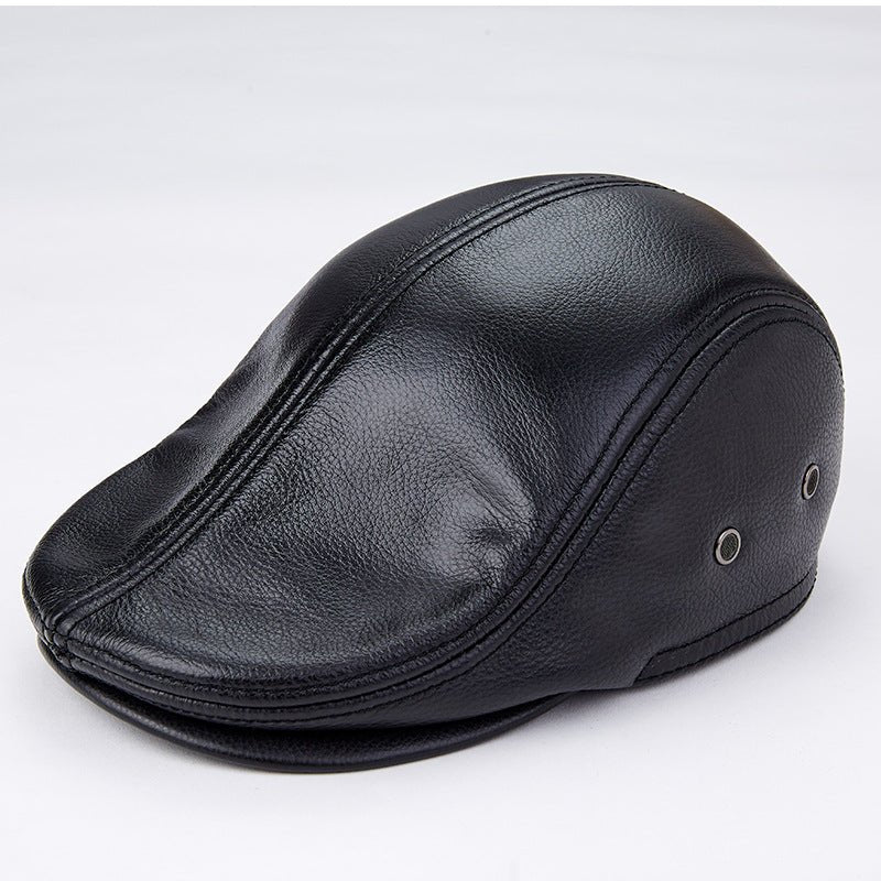 Men's Leather Beret Cap – Genuine First Layer Leather, Sizes L - 2XL - CasualFlowshop