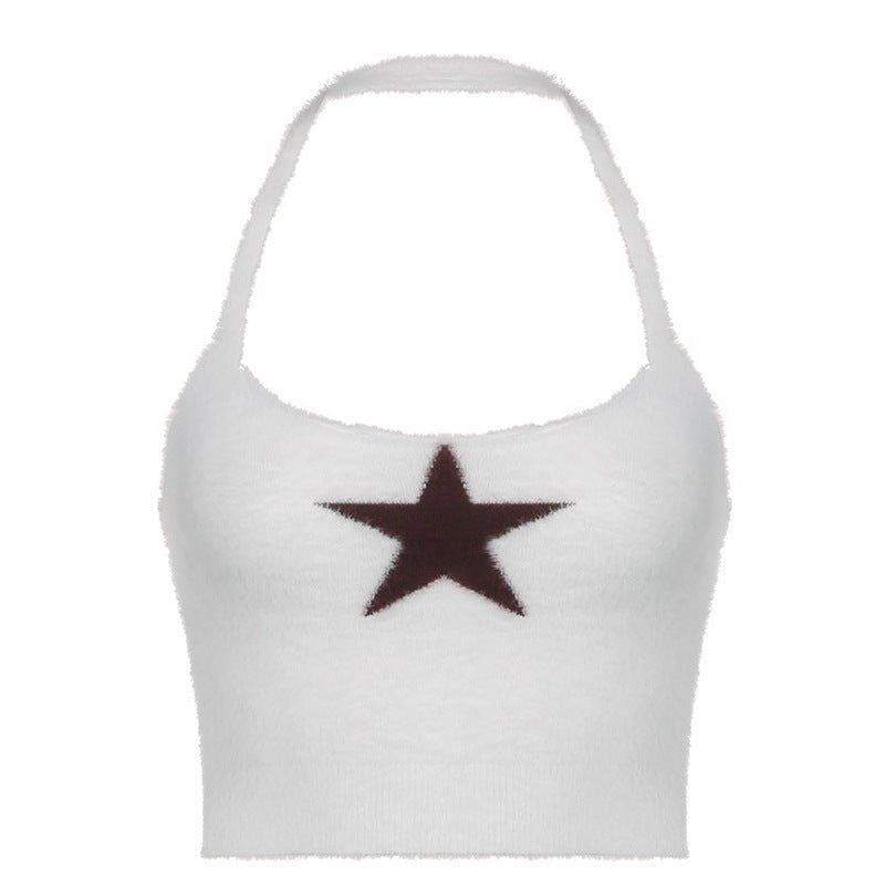 Women's American Star Fur Neck Tank Top – Slim Fit, Soft Wool Blend - CasualFlowshop