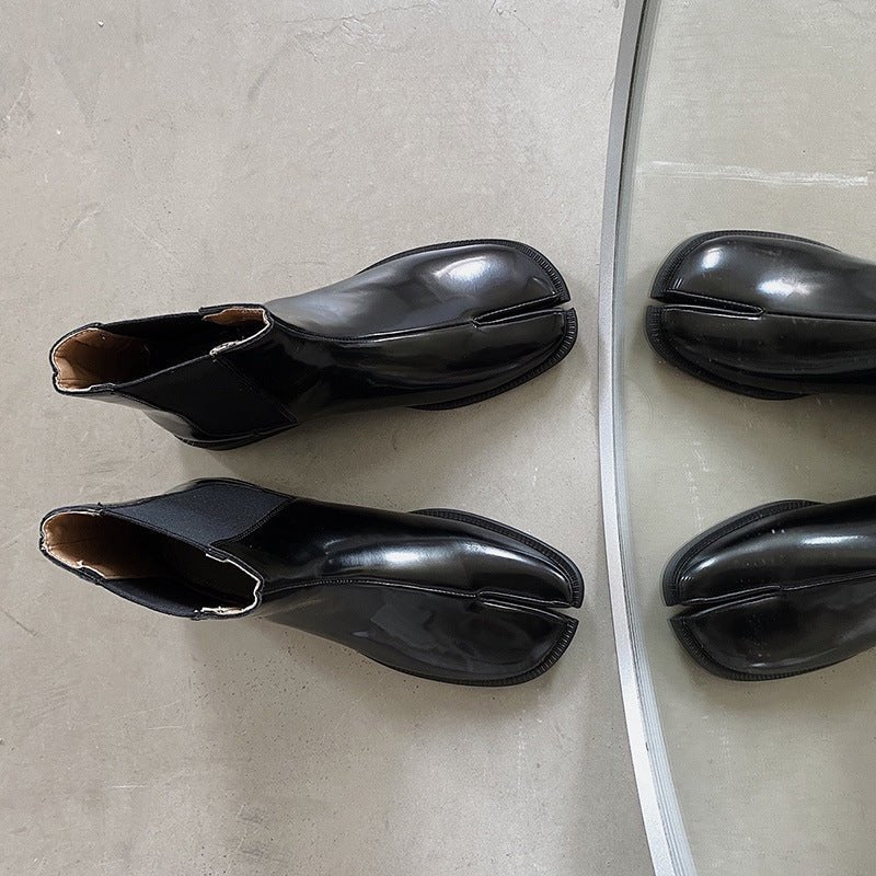 Men's And Women's Shiny Patent Leather Split Toe Shoes - CasualFlowshop