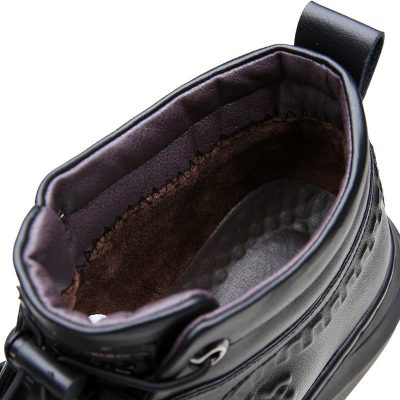 Men's All - Black Leather High - Top Sneakers – Urban Style - CasualFlowshop