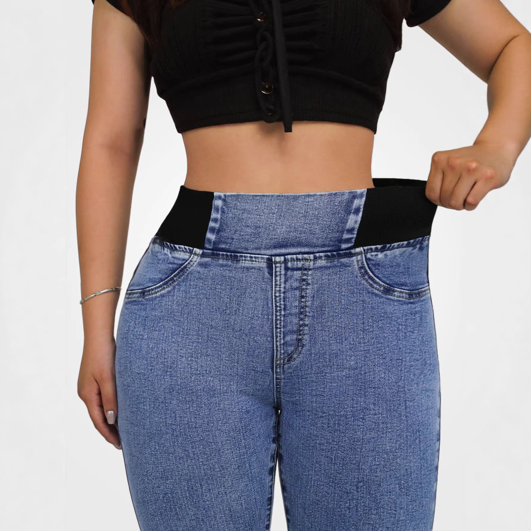 Women's High-Waisted Flare Jeans - Blue color At Casualflowshop