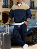 Men’s quilted quarter-zip top and cargo joggers two-piece set