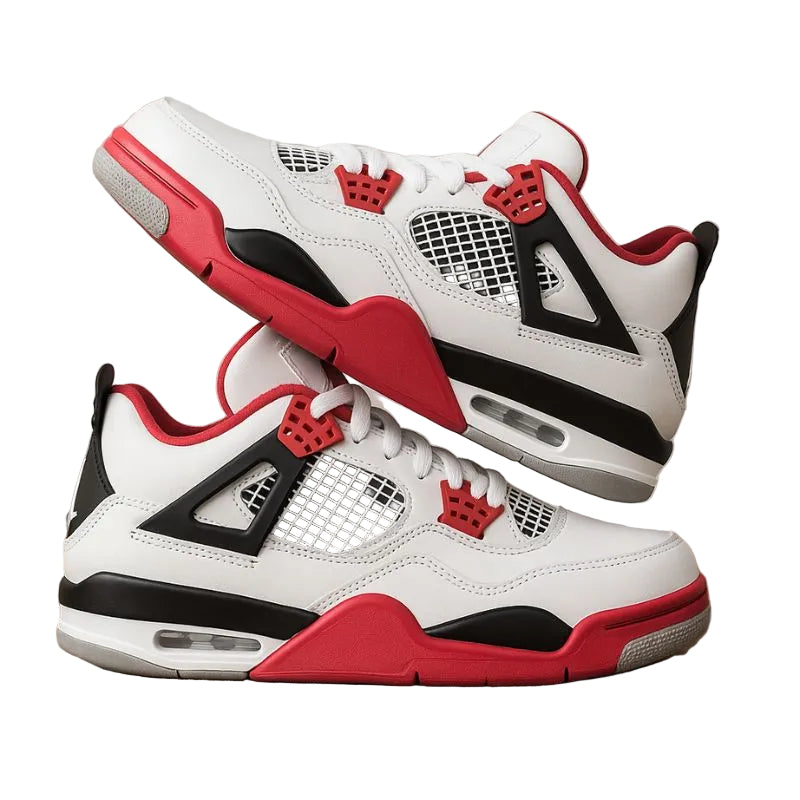 Unisex Air Max Retro Sneakers White  red and black accents 